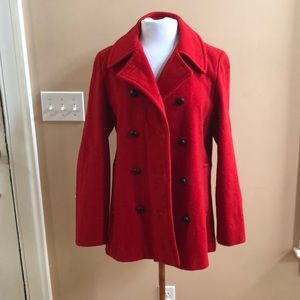 Vintage LL Bean red pea coat. Size 12